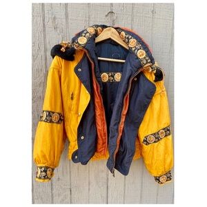 Vintage Ski Jacket Reversible Yellow Black